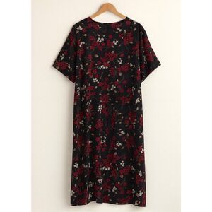 Vintage Elaine Benes sz 2X Black Floral Short Sleeve Sheath Maxi Dress Evening
